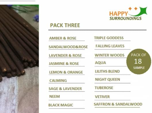 Sample Pack of Incense Sticks - 100% Natural Incense Sticks - Christmas Incense Sticks - Traditional Indian Incense - ISSP (All Packs)