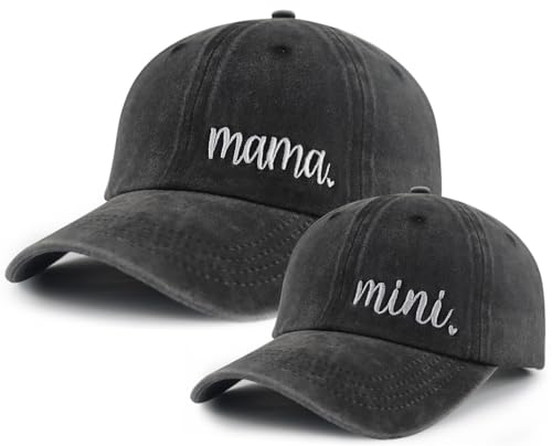Goyklrb 2PCS Mama and Mini Hats Mom and Daughter Outfits Baseball Cap Funny Embroidered Mom and Son Matching Outfits Cap for Mama Mommy Women Kids Child