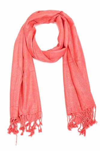 Image of Solid Sequin Stole with Tassels for Women & Men - Soft Lightweight Rayon Fabric | Available in 10+ Colours | 70 x 180 cm