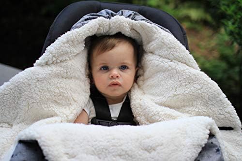 Image of 7AM Baby Car Seat Blanket - Multifunctional Car Seat Cover for Toddlers, Winter Stroller & Car Seat Swaddle Blanket, Micro-Fleece & Plush Lined Warm Carseat Cover | (Heather Grey, Large 6-18M)