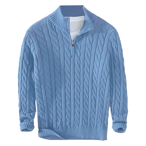 Mens Quarter Zip Cable Knit Sweaters Texture Knitted Sweaters Men Cardigans Knitted Textured Solid Colors Sweater