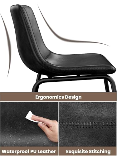 Image of 30in Bar Stools Counter Height Chairs Set of 2 Metal Legs (Black)