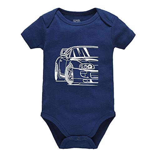 Pengshiliu Beautiful car Newborn Baby Romper Bodysuit Short Sleeve Onesie Navy