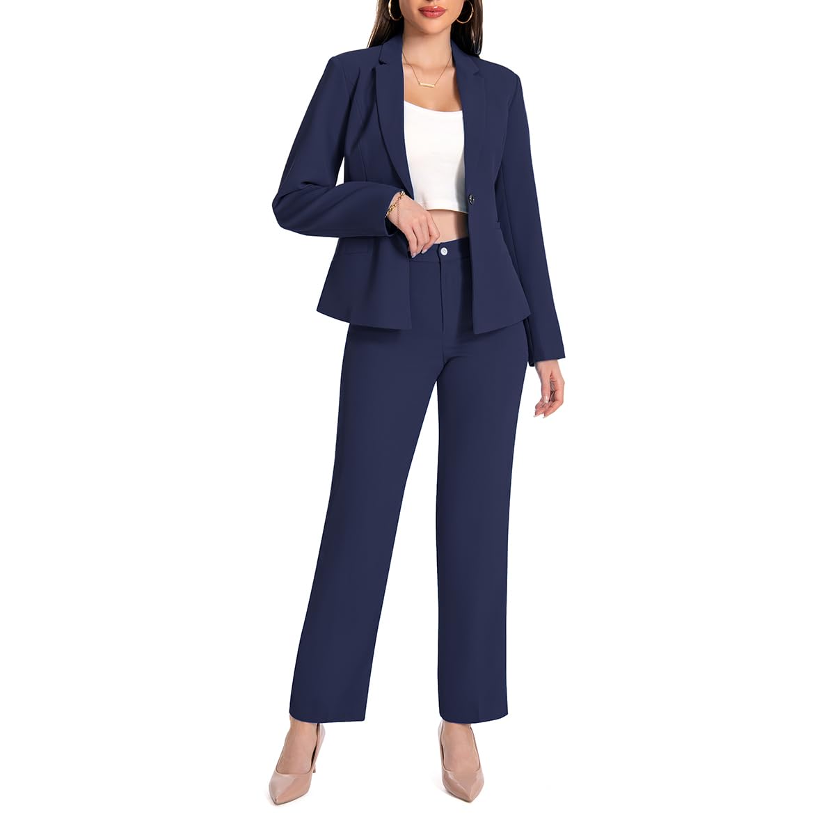 Womens Suits 2 Piece Set Business Casual Long Sleeve Blazer and Pants Suit for Work Office