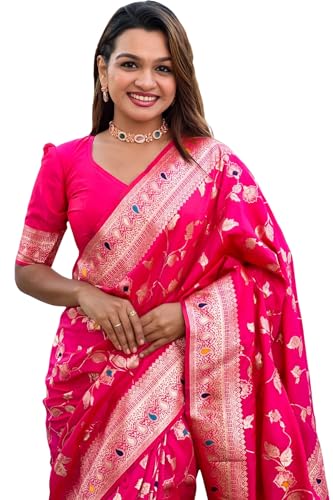 SGF11 Women's Kanjivaram Pure Soft Silk Handloom Saree Pure Golden Zari With Blouse Piece product image 6
