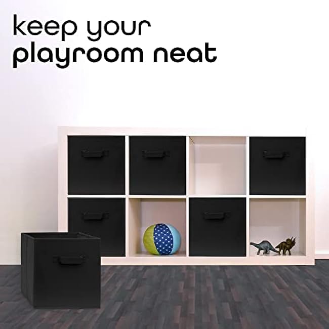 13 Inch Cube Storage Bins - 4 Pack - Large, Dual Handles, Foldable | 13x13 Fabric Bins for Organizing Closet, Clothes and Toys