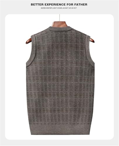 Men'S Thickened Casual Sweater Tank Top Warm V-Neck Striped Sleeveless Vest For Fall And Winter Dark Gray9 Xxxl4