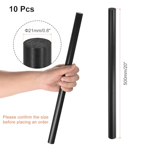 Image of uxcell 10 Pcs Black Plastic Rods 21 x 500mm ABS Styrene Round Stick Round Solid Bar DIY Model for DIY Toys Building Making Architectural Model Making
