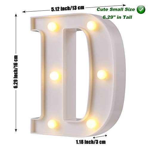 Image of LED Marquee Letter Lights, 26 Alphabet Light Up Letters Sign Perfect for Night Light Wedding Birthday Party Home Bar Decoration Christmas Lamp(White,D)