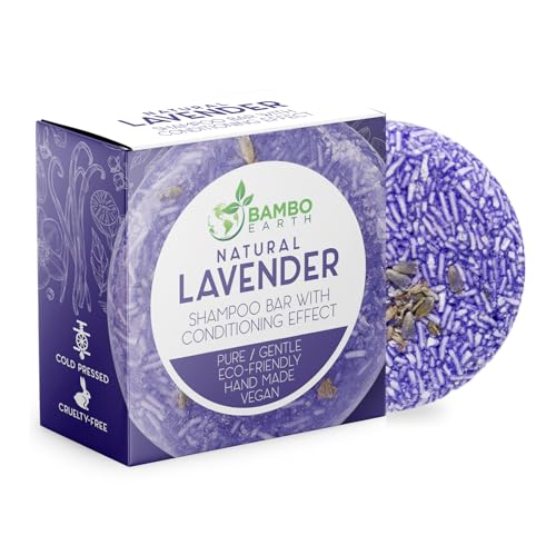 Solid Shampoo Bar And Conditioner Effect Hair Soap – Natural Shampoo Bars For Hair With Plant Based Essential Oils And Zero Waste Biodegradable Packaging (Lavender)