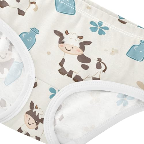 Wusikd Cartoon Cows Girls' Underwear Cotton Milk Bottle Girls Briefs Soft Toddler Underwear 2T4