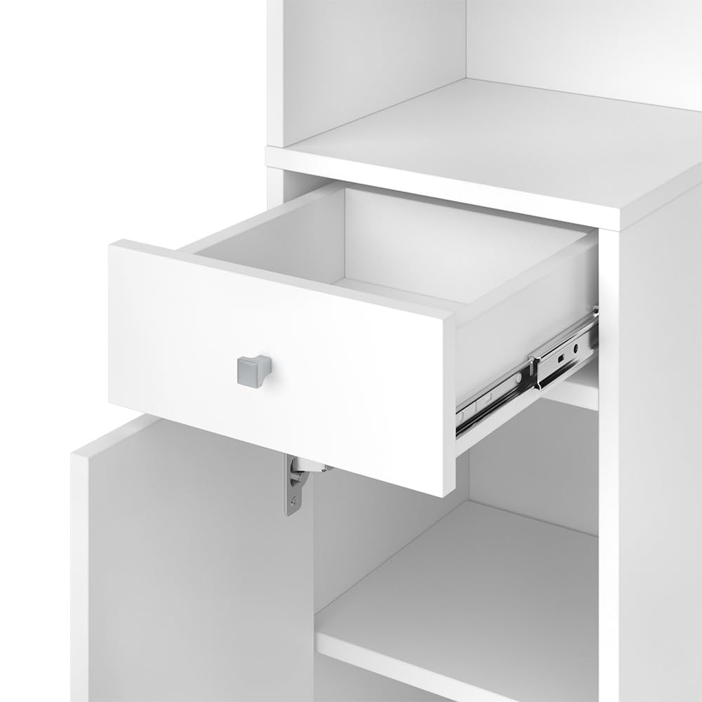 Vicco Scaffale d'angolo Larry, Bianco, 30 x 135.5 cm con anta e cassetto, per riporre libri e decorazioni negli angoli
