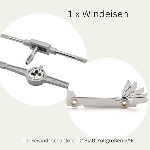 Gewindeschneider Set 40 teilig Zollgewinde SAE Gewindebohrer zöllig Gewindeschneidsatz 40 Teile Schneideisen