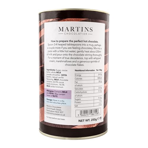 Martin’s Chocolatier Belgian Milk Chocolate Flakes 250g Hot Drinking Chocolate