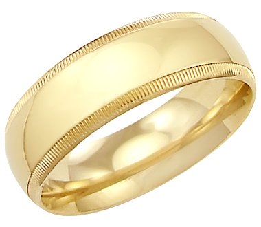 14k Solid Yellow Gold Milgrain Wedding Heavy Ring Band 8MM - Size 7