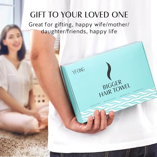 YFONG 3 Pack Large Microfiber Hair Towel Wrap, 30" x 10" Anti Frizz Quick Dry Hair Towels for Women Long, Curly, Thick Hair, Super Absorbent Hair Turban for Wet Hair (Grey, White, Camel)