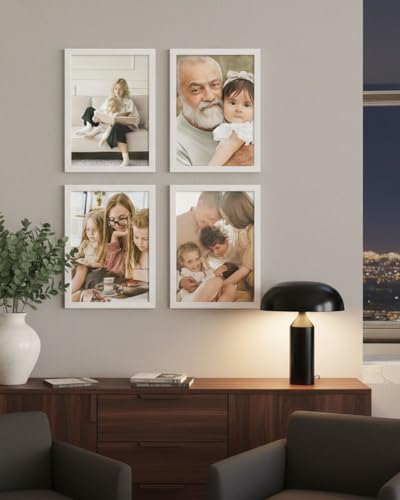 Miniatura 2 de Noogui - Marco A4 - Madera Blanco - 21x30 Cm - Frontal Antirreflejo - Ideal Para Cuadros, Diplomas, Certificados, Posters O Puzzles - Posición En Vertical U Horizontal - Fácil De Limpiar