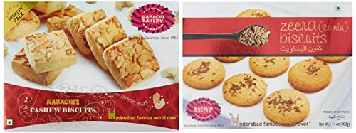 Image of Karachi Bakery Cashew Biscuits, 400g & Karachi Bakery Zeera Biscuits, 400g