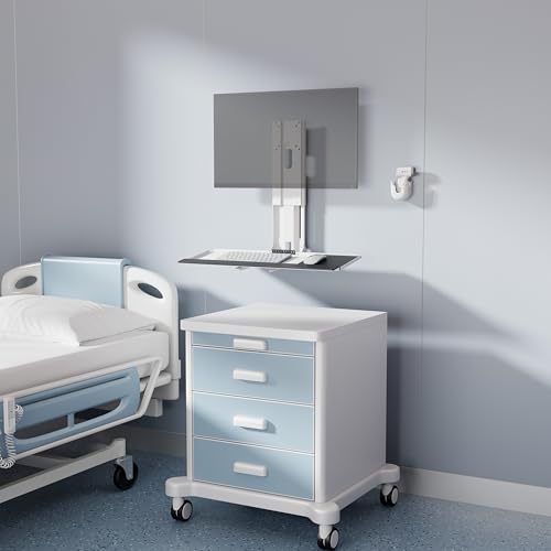 Mount Plus MED01 Soporte de Pared para Monitor Médico con Bandeja Ajustable para Teclado y Mouse, Compatible con Pantallas de 17" a 32", Incluye Soporte para Escáner y Mini CPU miniatura 5