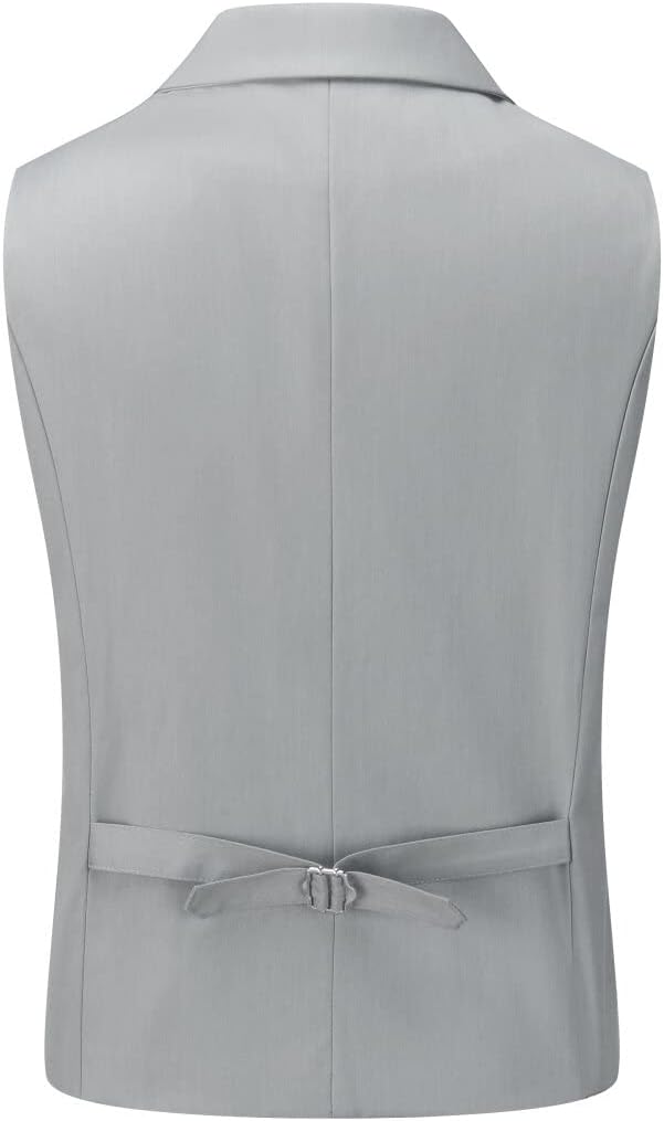 Boyland Men's Double Breasted Business Wedding Vests Dress Waistcoat 10 Buttons Closure V-Neck Suit Vest Slim Fit Plus Size - Image 3