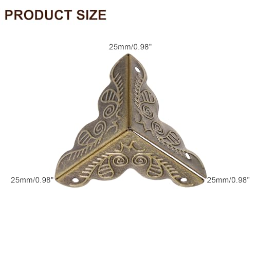 Image of uxcell 48 Pcs Box Edge Guard, 25mm Decorative Box Corner Cover, Corner Protector, Vintage Stair Dust Corners with Screws, Bronze
