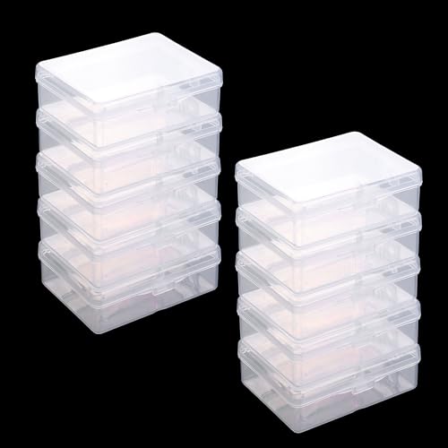 YiliYa Caja de 10 tarjetas de juego con tapa, de plástico transparente, caja de almacenamiento para tarjetas bancarias, tarjetas de visita, cuentas, joyas, artesanía