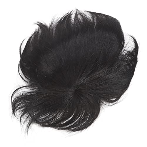 Peruca Masculina Preta Curta, Peças de Cabelo Em Rede Respiráveis ​​da Moda para Cobrir Cabelos Bran