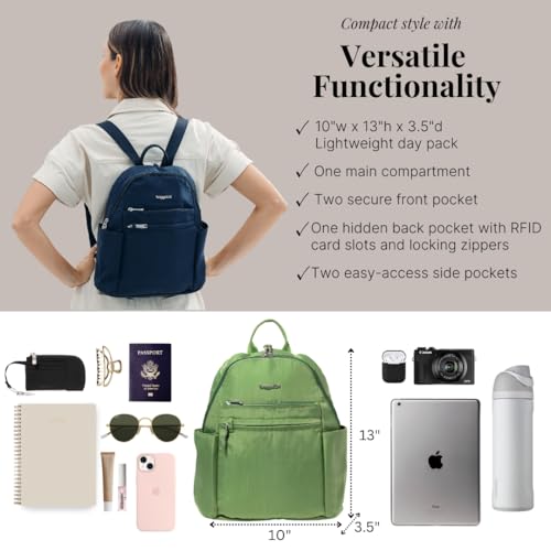 Image of Baggallini Securtex Anti-theft Vacation Backpack for Women - Lightweight Travel Backpack Locking Zipper & RFID Wallet