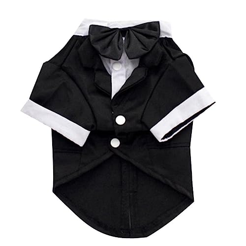 POPETPOP Dog Tuxedo Wedding Suit Puppy Suit Bow Tie Stylish Dress for Special Days Black l Size
