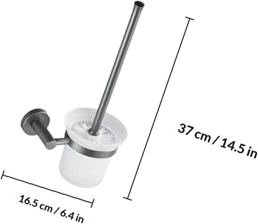 Long Handle Toilet Brush with Frosted Glass Wall-Mounted Holder, Bathroom Cleaning Brush Set for Home Wc Maintenance and Deep Toilet Cleaning
