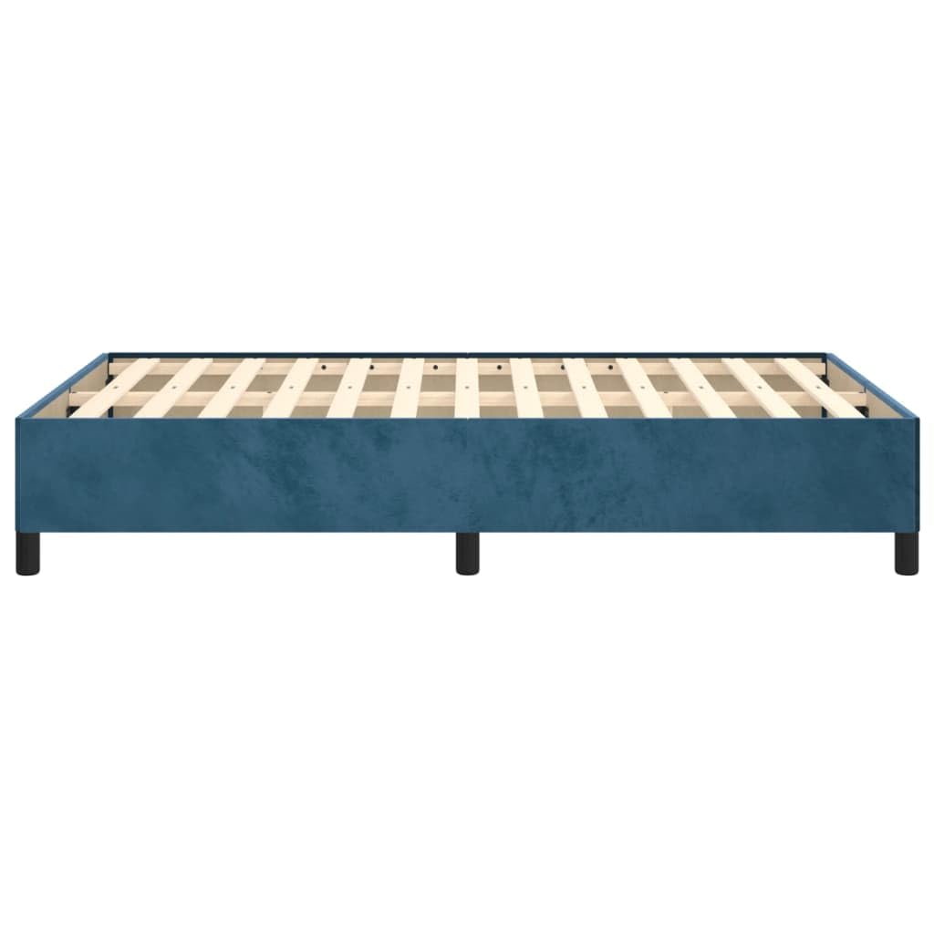 Velvet Bed Frame, 120x190 cm Dark Blue Single Platform Bed | Built with a solid pine wood frame and plywood slats, suitable for guest rooms and youth bedrooms.