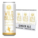 Wild Bill's Ginger Ale Soda Classic Craft Soda Pop Soft Drinks, Sodas Made with Pure Cane Sugar, Caffeine Free, NO High Fructose Corn Syrup, Gluten Free, Vegan, Low Sodium, 12 Oz 12 Pack