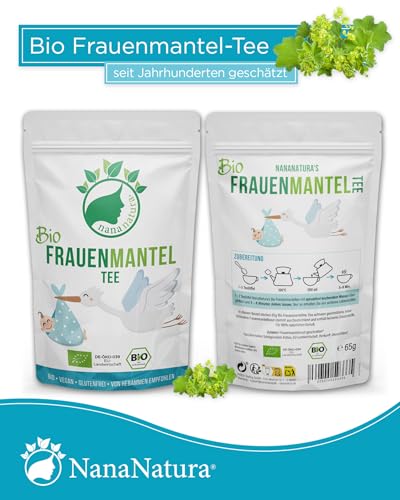 NanaNatura’s BIO Frauenmanteltee 65g | Frauenmantelkraut aus biologischem Anbau in Deutschland | 100% natürlich + zuckerfrei | von Hebammen empfohlen | Frauenhilf Alchemilla