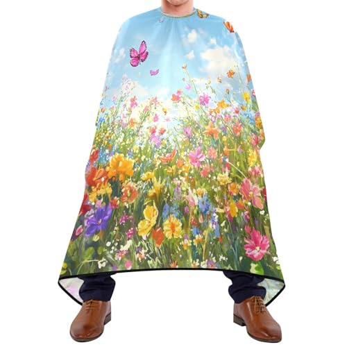 Capa de Corte de Cabello Vibrant Wildflower Meadows Impermeable Profesional de Barbería con Cierre de Broche Ajustable para Estilismo y Peluquería miniatura 1