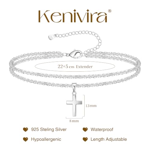Image of Kenivira Sterling Silver Ankle Bracelets for Women,Gold Dainty Layered Waterproof Anklet for Women, Anklet Set Stackable Beach Gift Adjustable Size