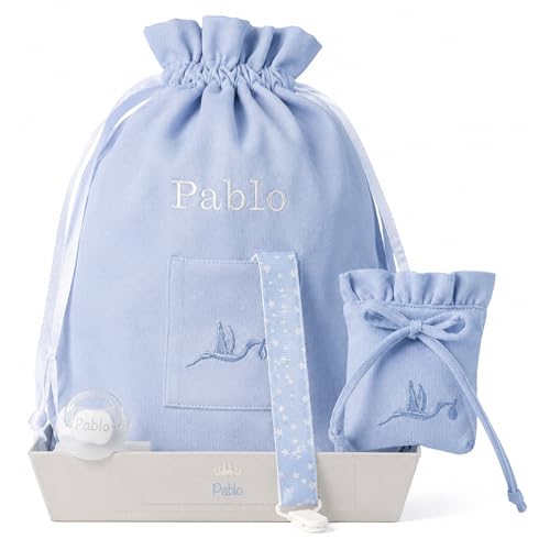 Canastilla Bebe Recien Nacido Personalizada | Cesta Completa de Calidad para Recién Nacidos | Presentación de Lujo | Ideal para Baby Shower | BebeDeParis (Azul)