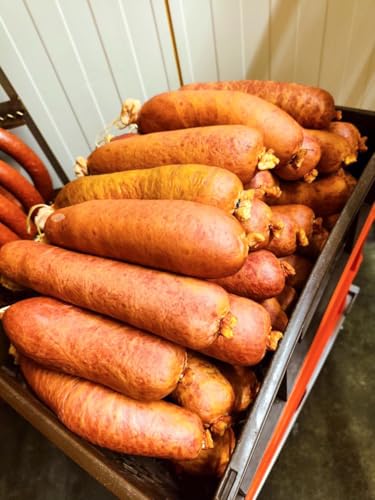 Schlackwurst geräuchert ganze Wurst | Art Salami Wurst Knackwurst traditionell aus dem Räucherofen | Frisch Geräuchertes Schlacke Mettwurst ca. 750g