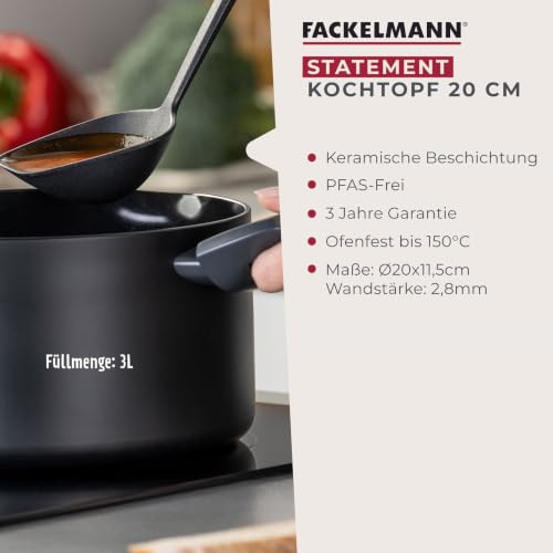 FACKELMANN Kochtopf Statement 20cm – Topf mit keramischer Beschichtung – Recyceltes Aluminium mit Antihaft-Beschichtung – PFAS-frei… – Ansicht 3