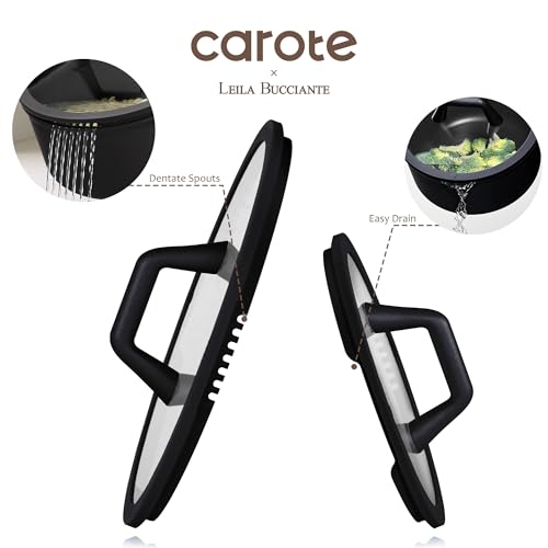 Image of CAROTE 28PCS Pots and Pans Set, Nonstick Cookware Set Kitchen Non Stick Induction Titanium Cookware Non-toxic Granite Cooking set, PFOA Free, Black