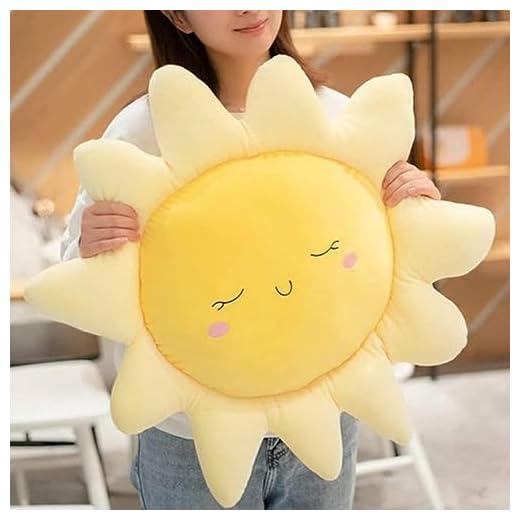 OUKEYI Morbido cuscino a forma di sole, cuscino in peluche imbottito, giocattolo per la casa, regalo per bambini, cuscino a forma di animale, cuscino per sedia, divano, auto (58 cm)