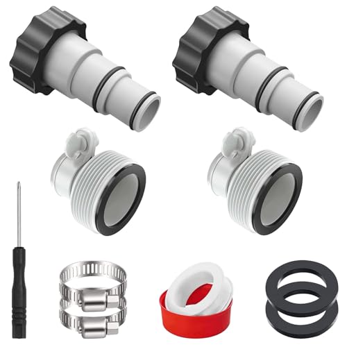 GothicBride Poolschlauch Adapter für Intex 32 auf 38mm Pool Schlauchadapter Pool Schlauch Adapter für 1500-4000 GPH Pumpen Ersatzteil für Aufstellpools (Grau)