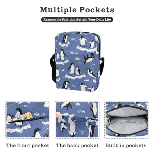 Cute Penguins Small Crossbody Bag for Men Women Mini Messenger Bag Shoulder Handbag With Adjustable Straps2