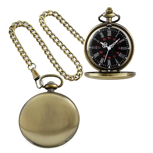 Image of Tiong Smooth Pocket Watch,Personalized Pocket Watch,Customized Watches for Men,Engraved Pocket Watches for Father's Day with Chain