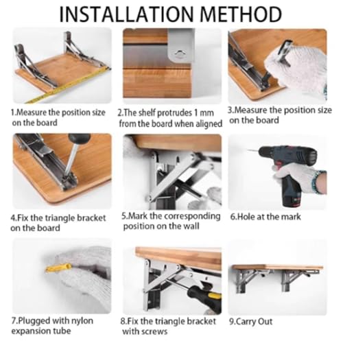 Support réglable pour mural en acier inoxydable brossé haute résistance 16'' - 4
