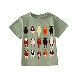 MODNTOGA Toddler Boy Cute Cow Graphic T-Shirt Kids Baby Funny Cow Print Farm Shirt Little Cowboy Short Sleeve Summer Tee Tops (Green, 4-5 Years)
