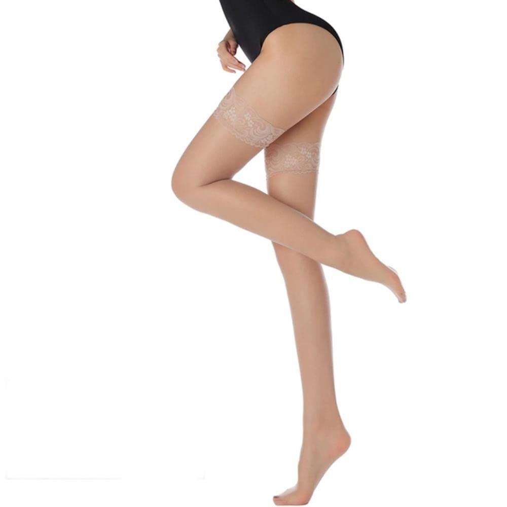 Medias de talla grande para mujer, medias sexis de encaje hasta el muslo hasta la rodilla, lencería, calcetín elástico transparente, mallas de nailon tentación