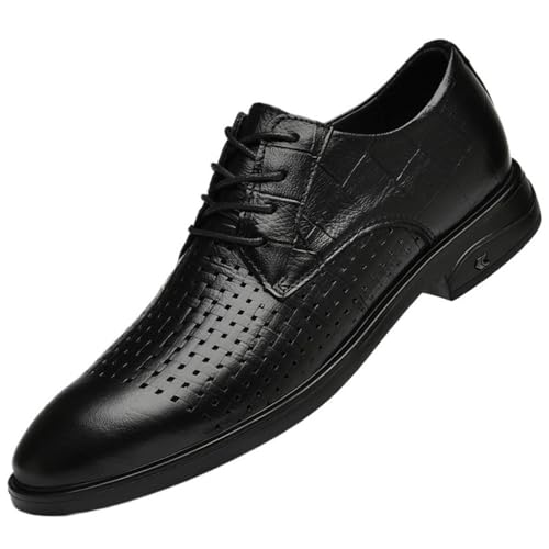 Men's Lace up Dress Shoes Genuine Leather Oxfords Comfortable Breathable Pointed Toe Business Casual Fashion Shoes