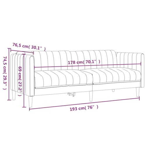 vidaXL Sofagarnitur 3-TLG., Sessel Couch Sofa für Wohnzimmer, Loungesofa Polstersofa mit Stützbeinen, Couchgarnitur Sitzmöbel, Modern, Creme Stoff – Bild 4