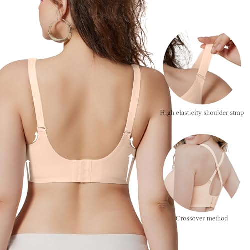 Image of Wirefree Plus Size Bras for Women, Seamless Full Support Wireless Comfort for Large Cup, No Underwire, Everyday T-Shirt Bra