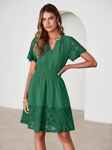 Image of Simplee Womens Boho Summer Dresses Casual Wedding Guest V Neck Short Sleeve Empire Waist A Line Tiered Mini Dress
